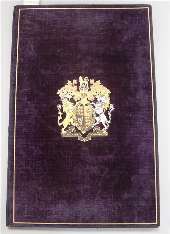 Ceremonials Observed at the Funeral and Lying in state of hit late Majesty King Edward VII, gilt tooled purple velvet